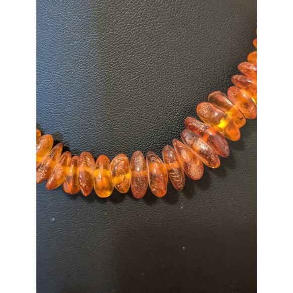 Vintage Graduated Amber Nugget Chip 19" Necklace w/ Barrel Clasp - Picture 4 of 11